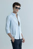 Sleek Style Plain Light Blue Linen Shirt