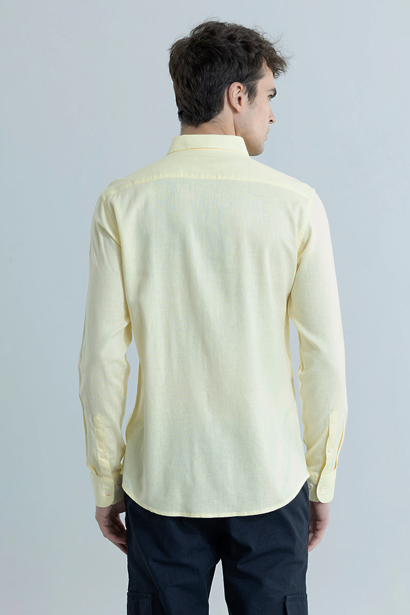 Sleek Style Plain Light Yellow Linen Shirt