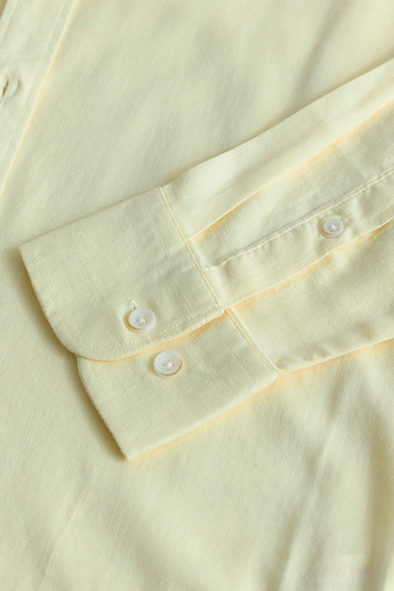 Sleek Style Plain Light Yellow Linen Shirt