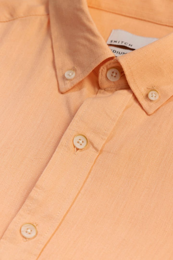 Sleek Style Plain Peach Linen Shirt