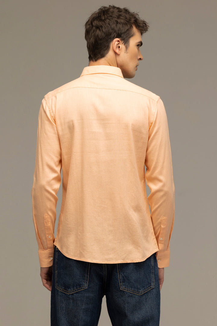 Sleek Style Plain Peach Linen Shirt