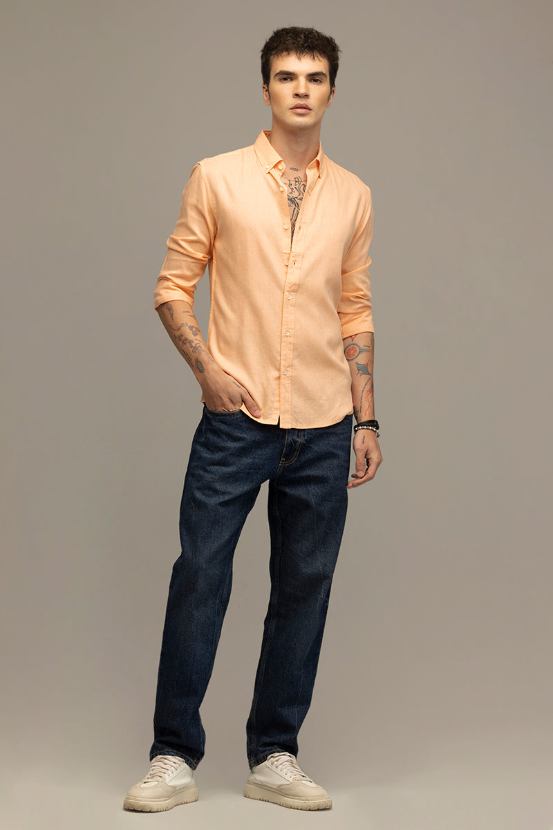 Sleek Style Plain Peach Linen Shirt