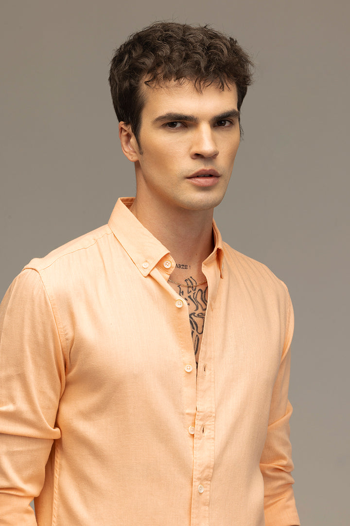 Sleek Style Plain Peach Linen Shirt