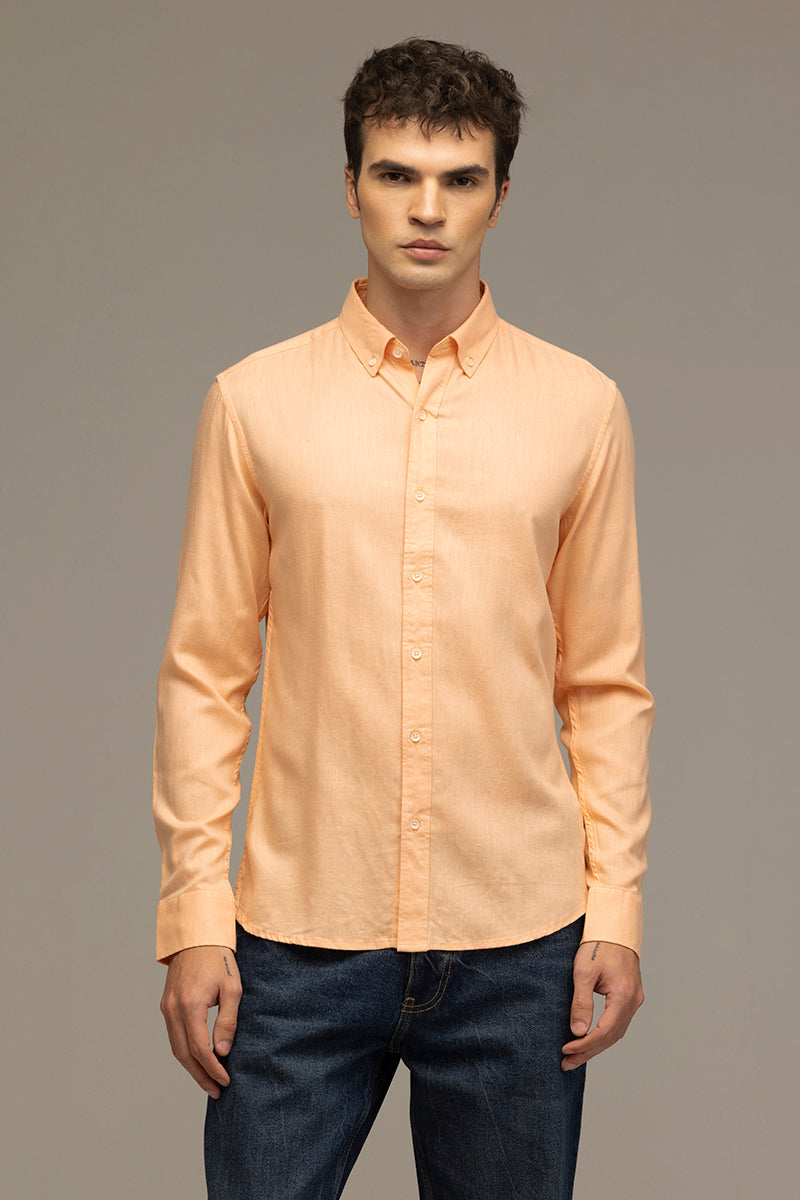 Sleek Style Plain Peach Linen Shirt