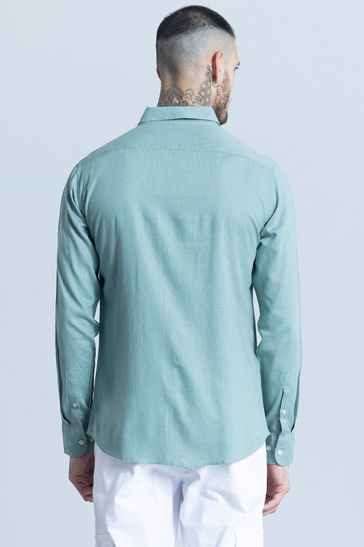 Sleek Style Plain Teal Green Linen Shirt