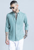 Sleek Style Plain Teal Green Linen Shirt