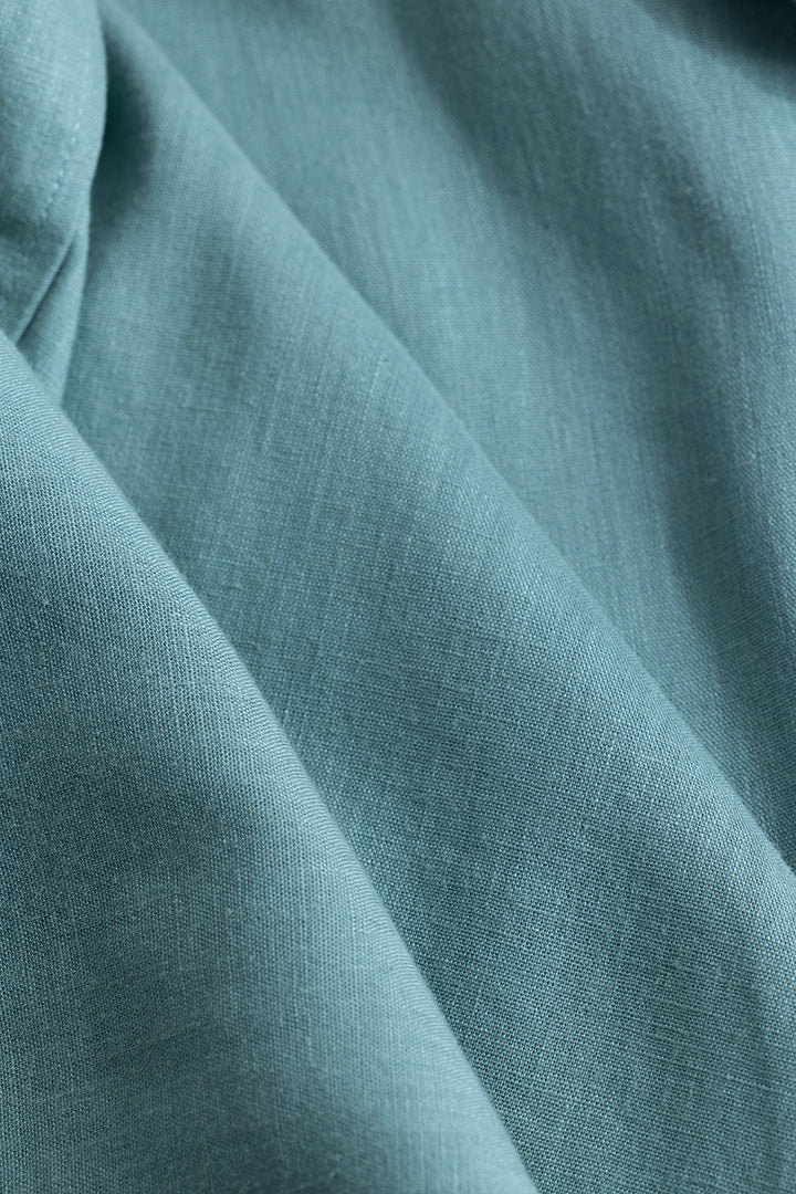 Sleek Style Plain Teal Green Linen Shirt