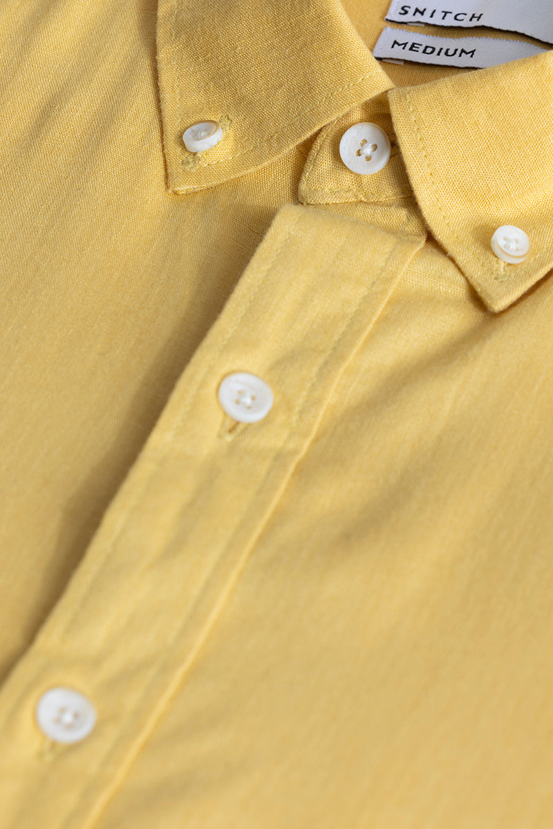 Sleek Style Plain Yellow Linen Shirt