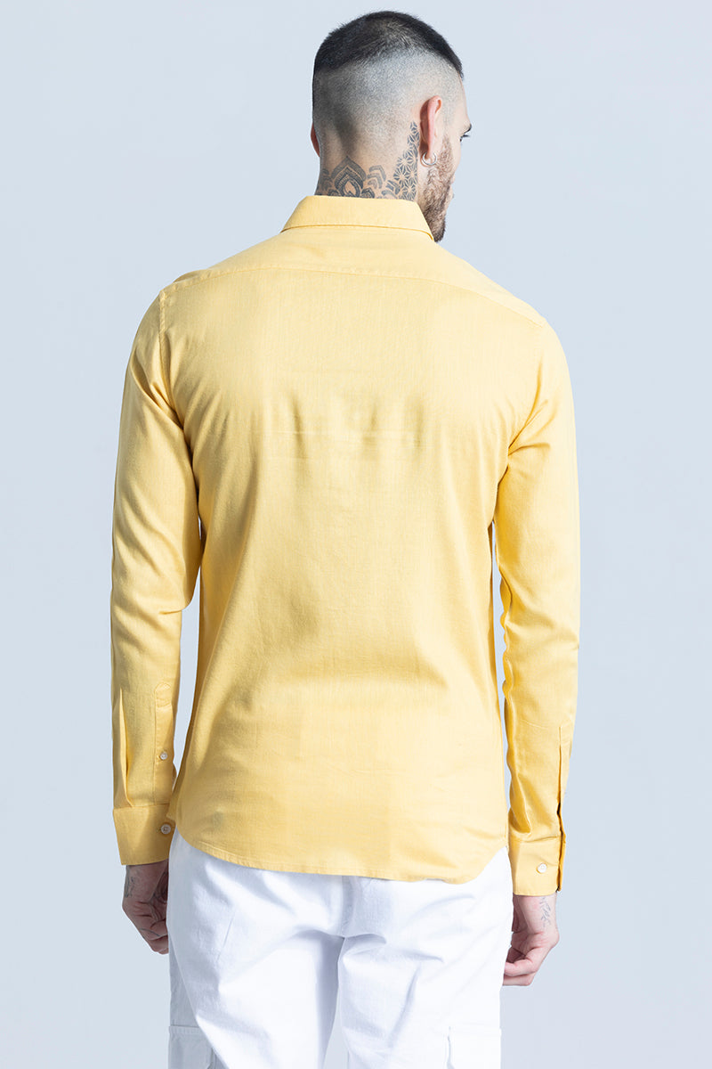 Sleek Style Plain Yellow Linen Shirt