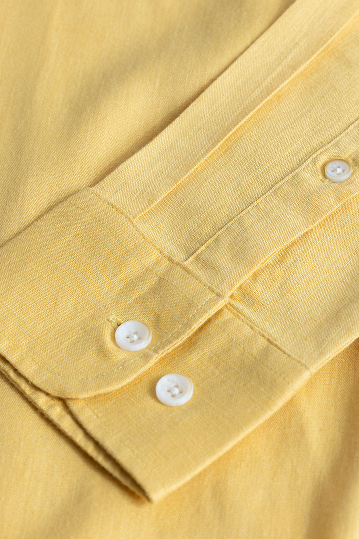 Sleek Style Plain Yellow Linen Shirt