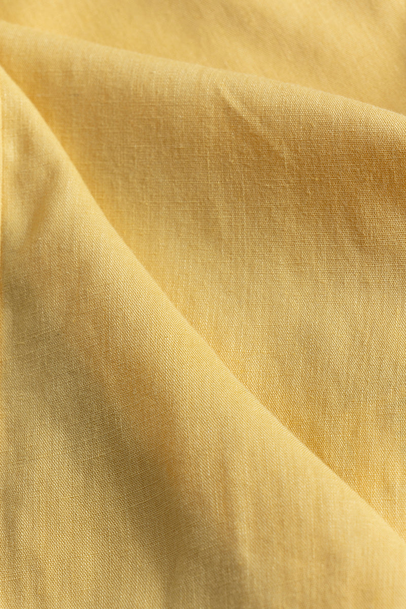 Sleek Style Plain Yellow Linen Shirt