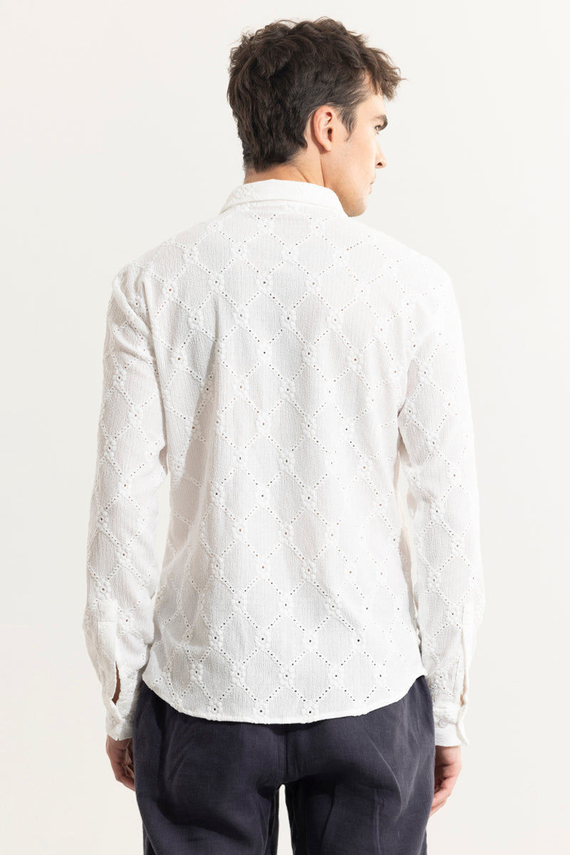 Diamond Craft White Crochet Shirt