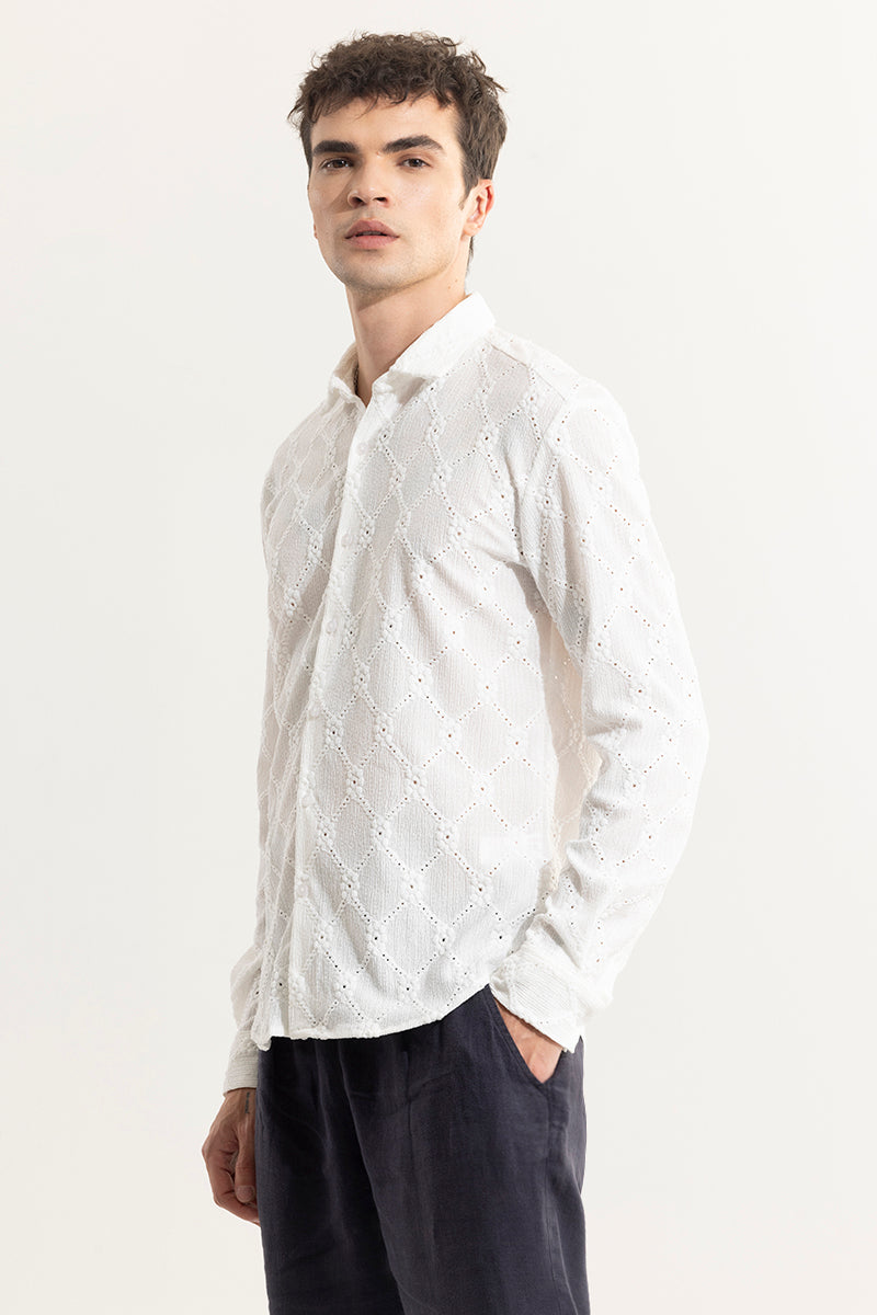 Diamond Craft White Crochet Shirt