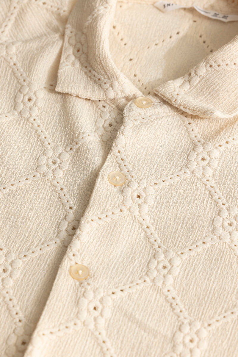 Diamond Craft Cream Crochet Shirt