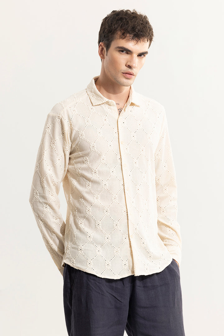 Diamond Craft Cream Crochet Shirt