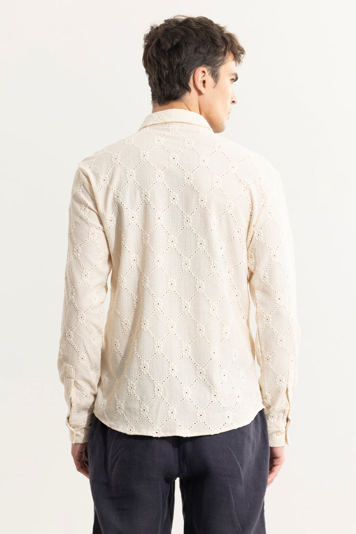 Diamond Craft Cream Crochet Shirt