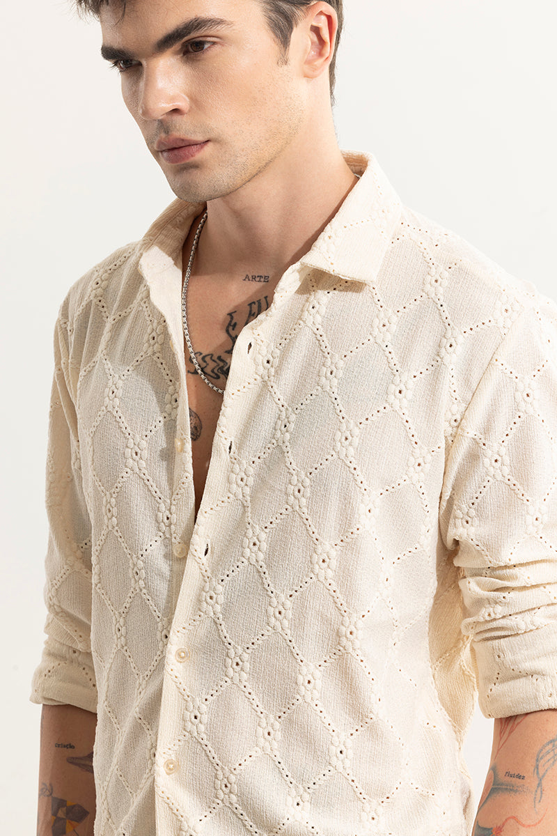 Diamond Craft Cream Crochet Shirt