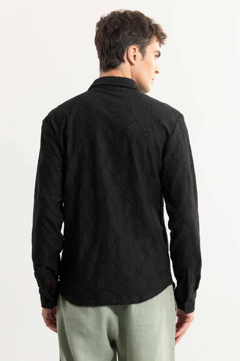 Diamond Craft Black Crochet Shirt