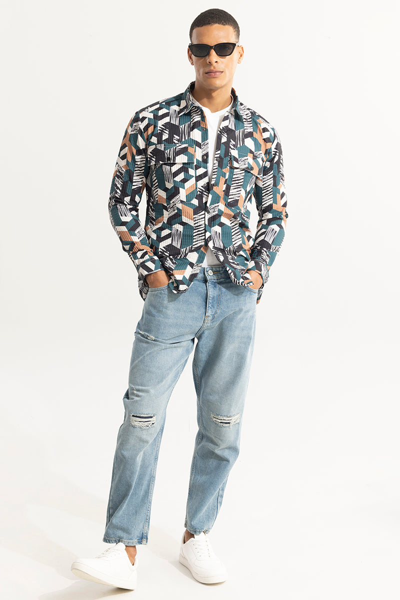 Abstractix Teal Blue Overshirt