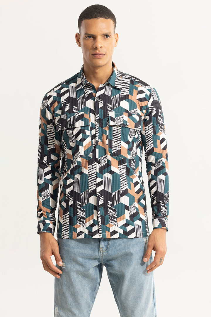 Abstractix Teal Blue Overshirt