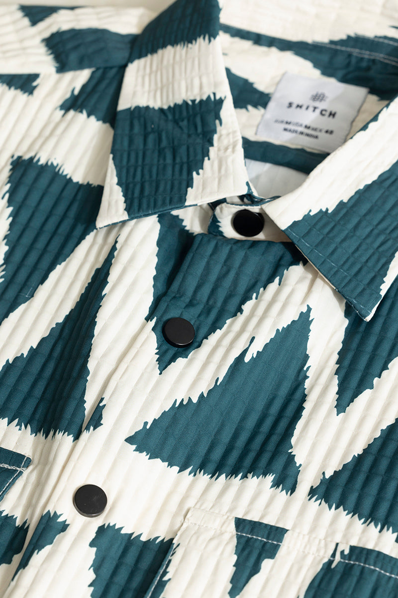 Vibrant Zigzag Teal Blue Overshirt