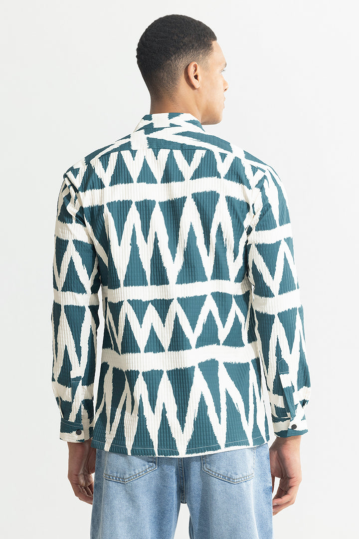 Vibrant Zigzag Teal Blue Overshirt