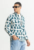 Vibrant Zigzag Teal Blue Overshirt