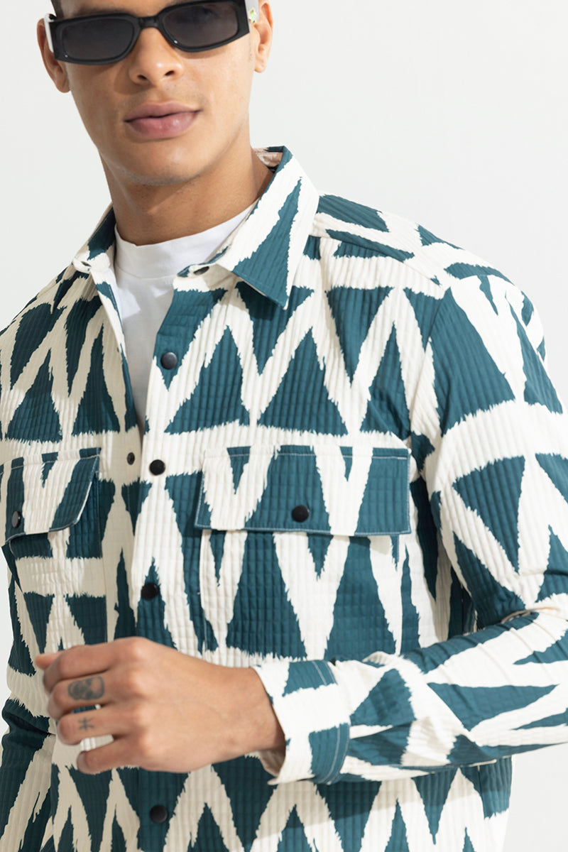 Vibrant Zigzag Teal Blue Overshirt