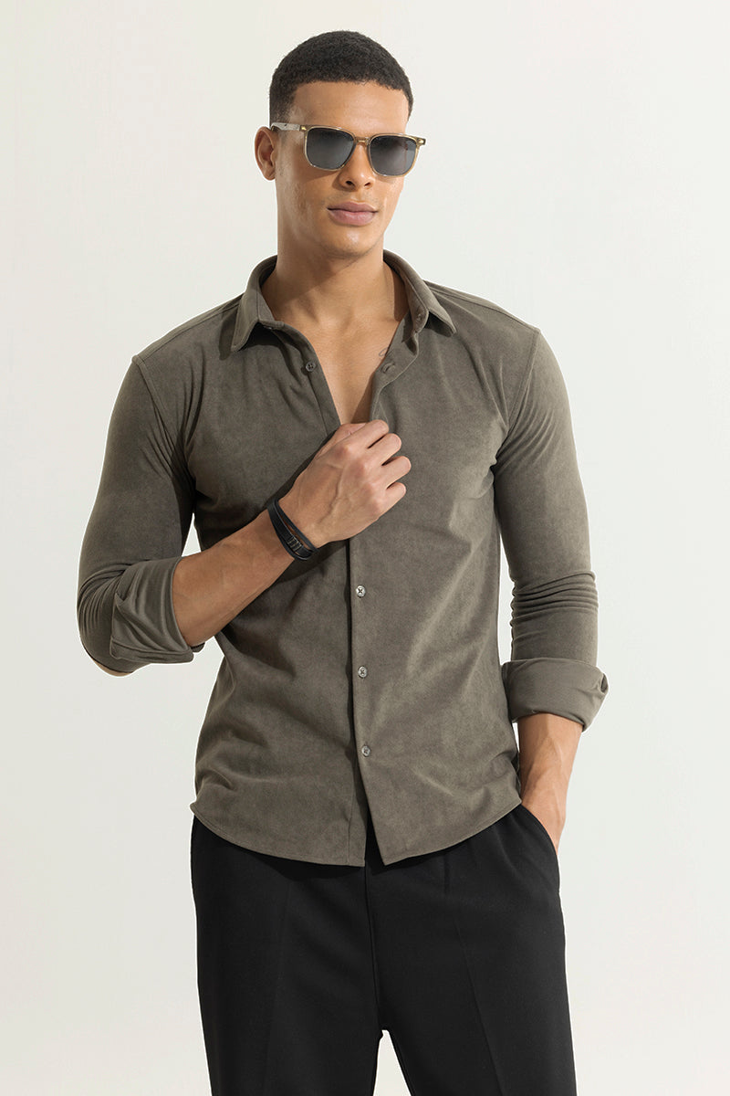 Buy Men's Suede Pulse Shadow Grey Shirt Online | SNITCH