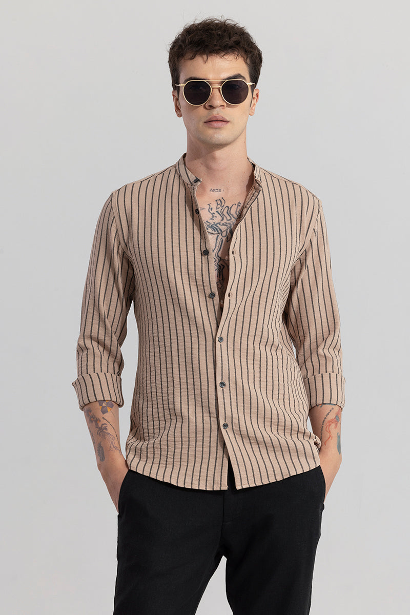 Mandarin Elegance Beige Shirt