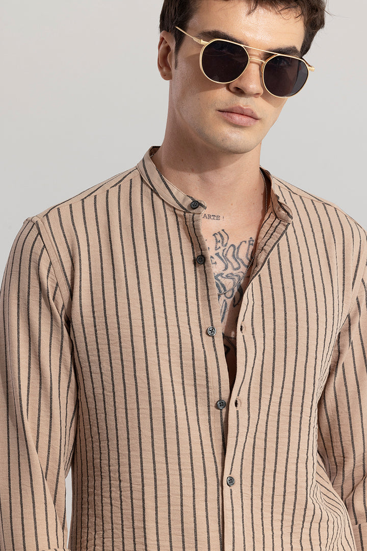 Mandarin Elegance Beige Shirt