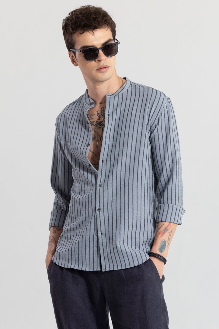 Mandarin Elegance Grey Shirt