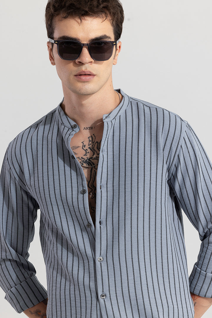 Mandarin Elegance Grey Shirt