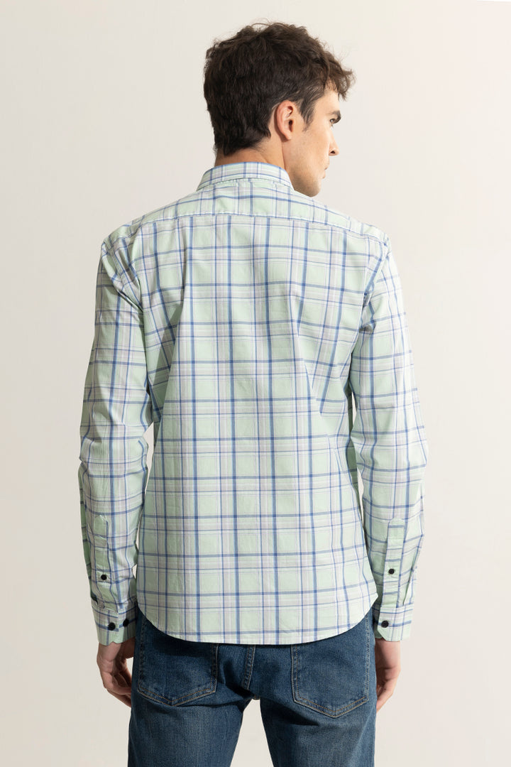 Distinctive Grids Mint Green Shirt