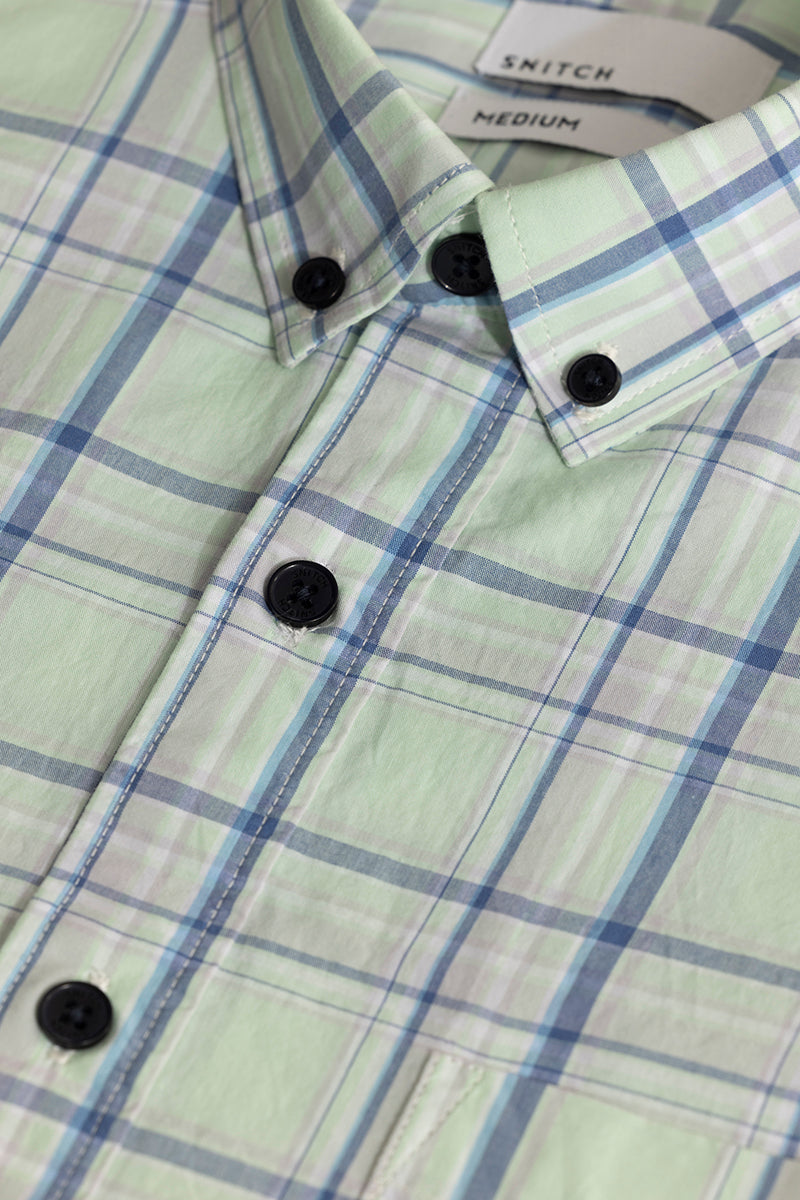 Distinctive Grids Mint Green Shirt