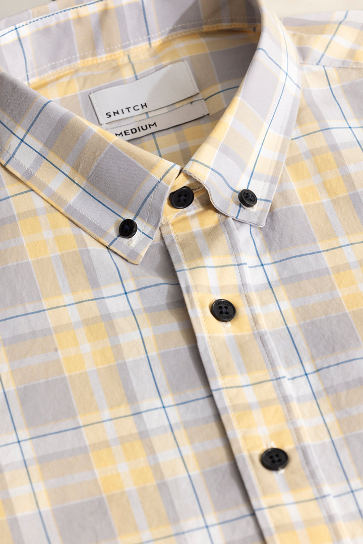 Distinctive Grids Yellow Shirt