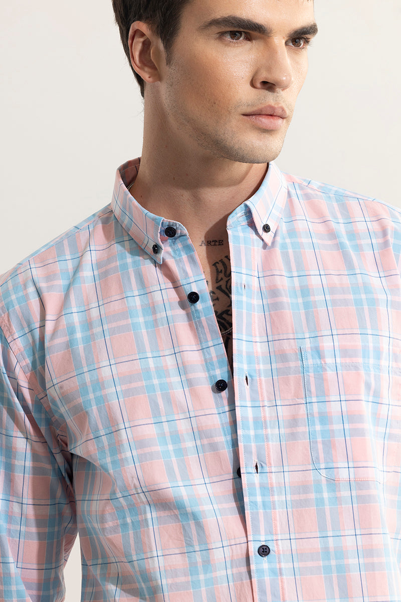 Distinctive Grids Pink Shirt