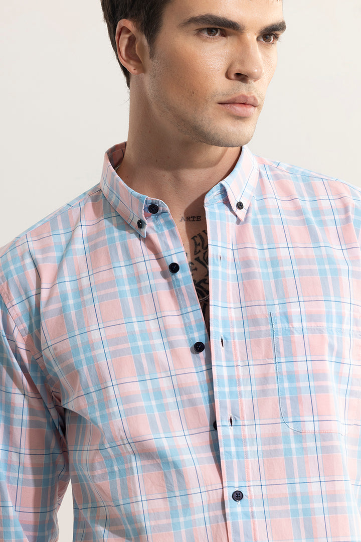 Distinctive Grids Pink Shirt