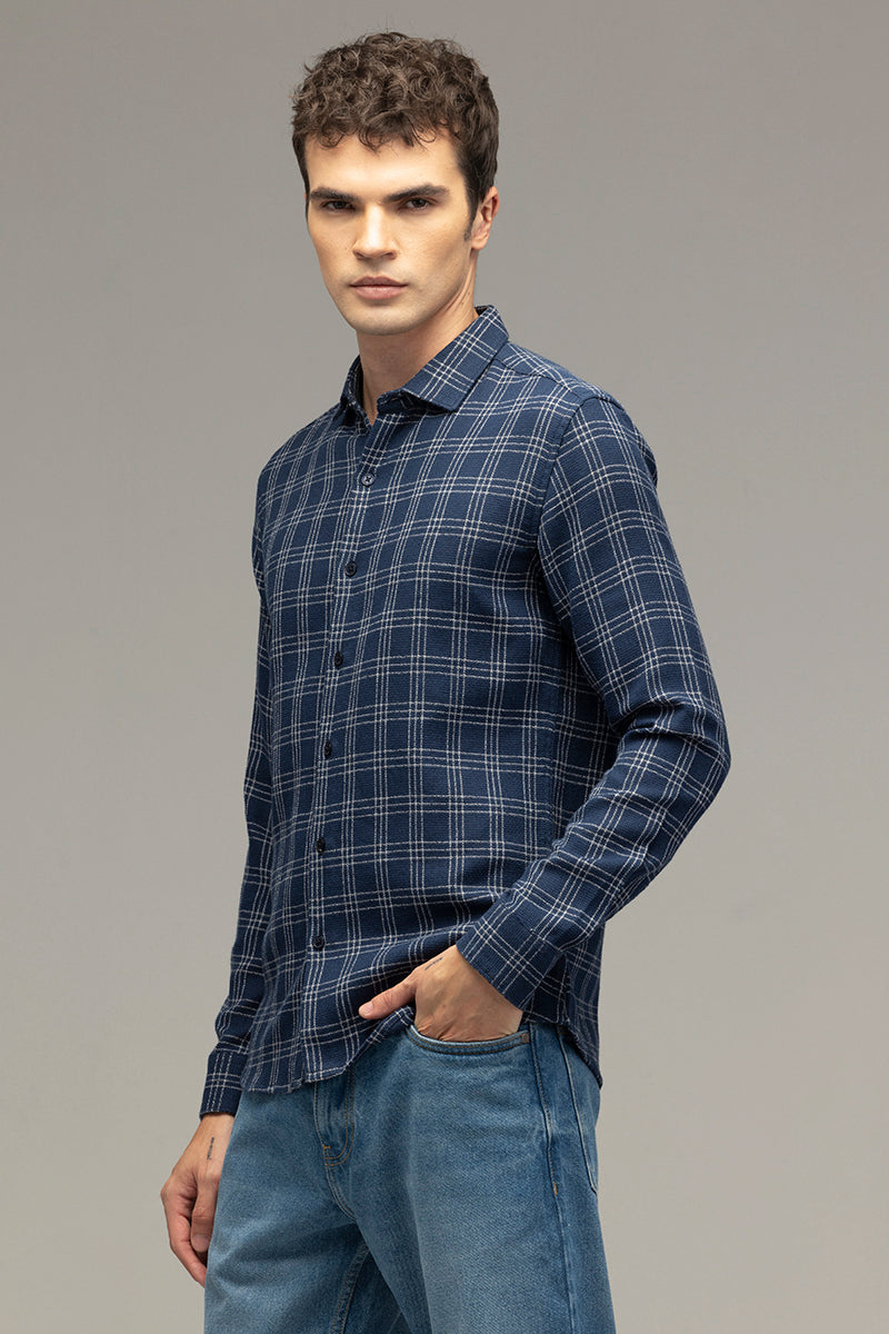 Buy Men's Progressive Checks Blue Shirt Online | SNITCH