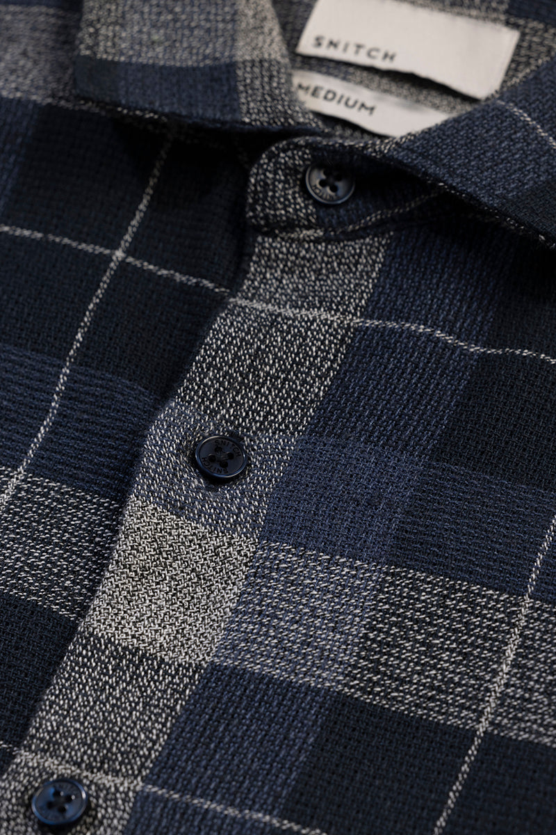 Patchwork Checks Blue Shirt