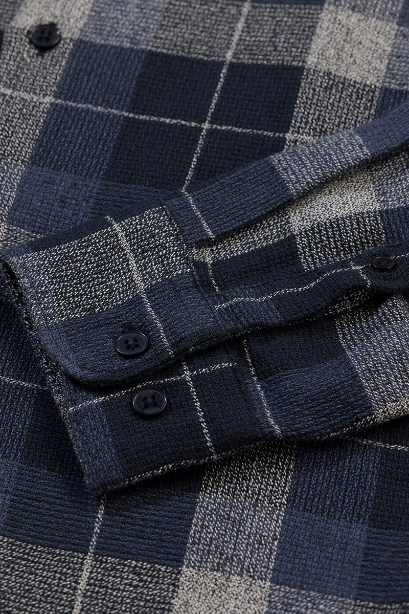 Buy Men's Patchwork Checks Blue Shirt Online | SNITCH