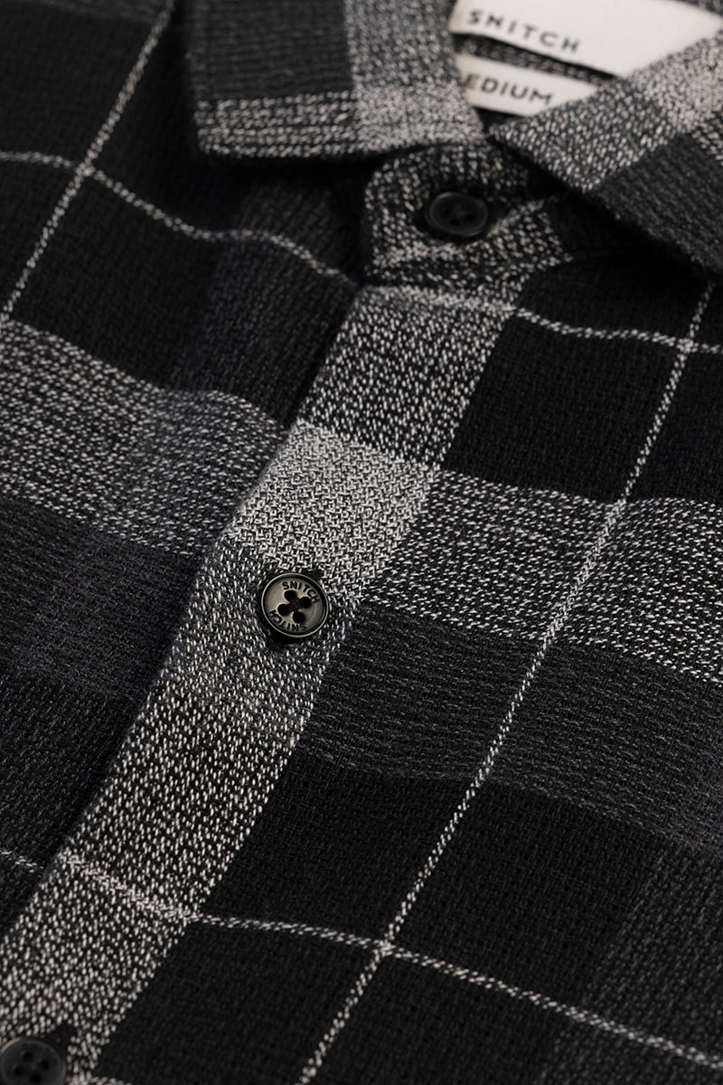 Patchwork Checks Black Shirt