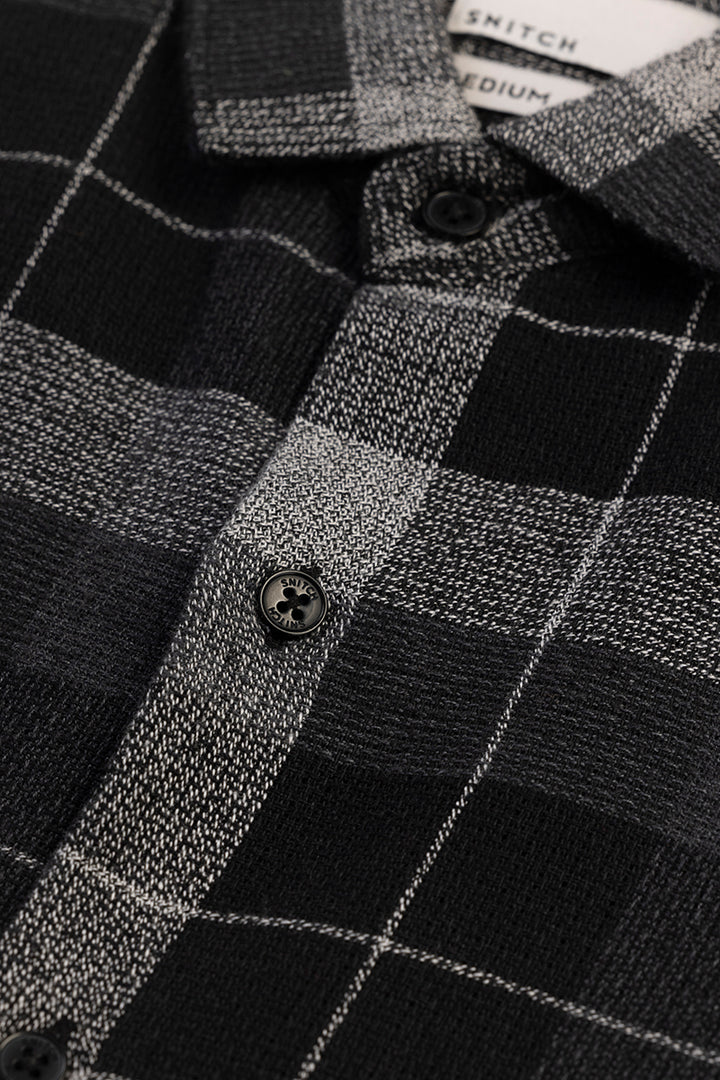 Patchwork Checks Black Shirt