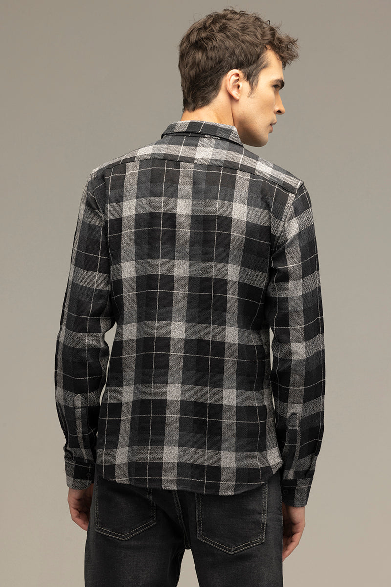 Patchwork Checks Black Shirt