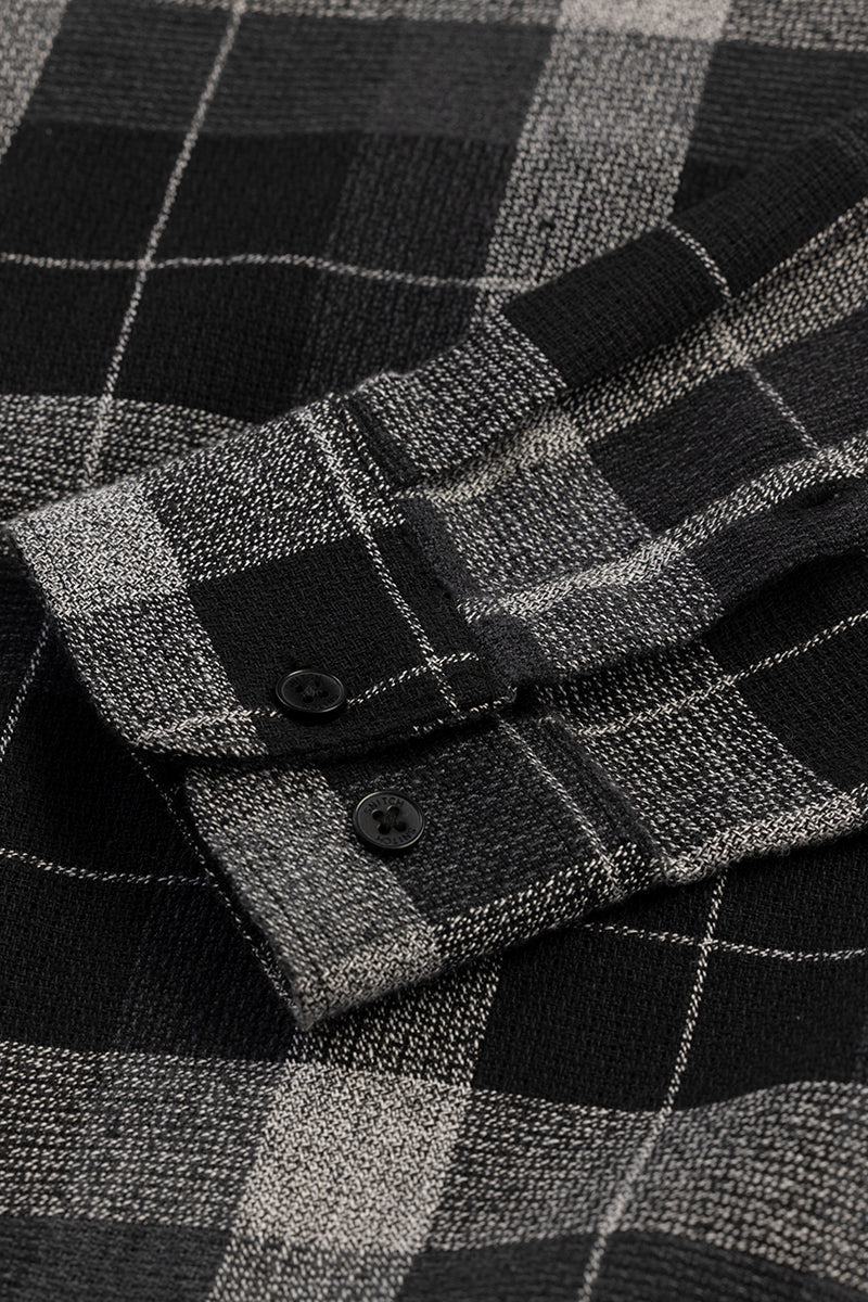 Patchwork Checks Black Shirt