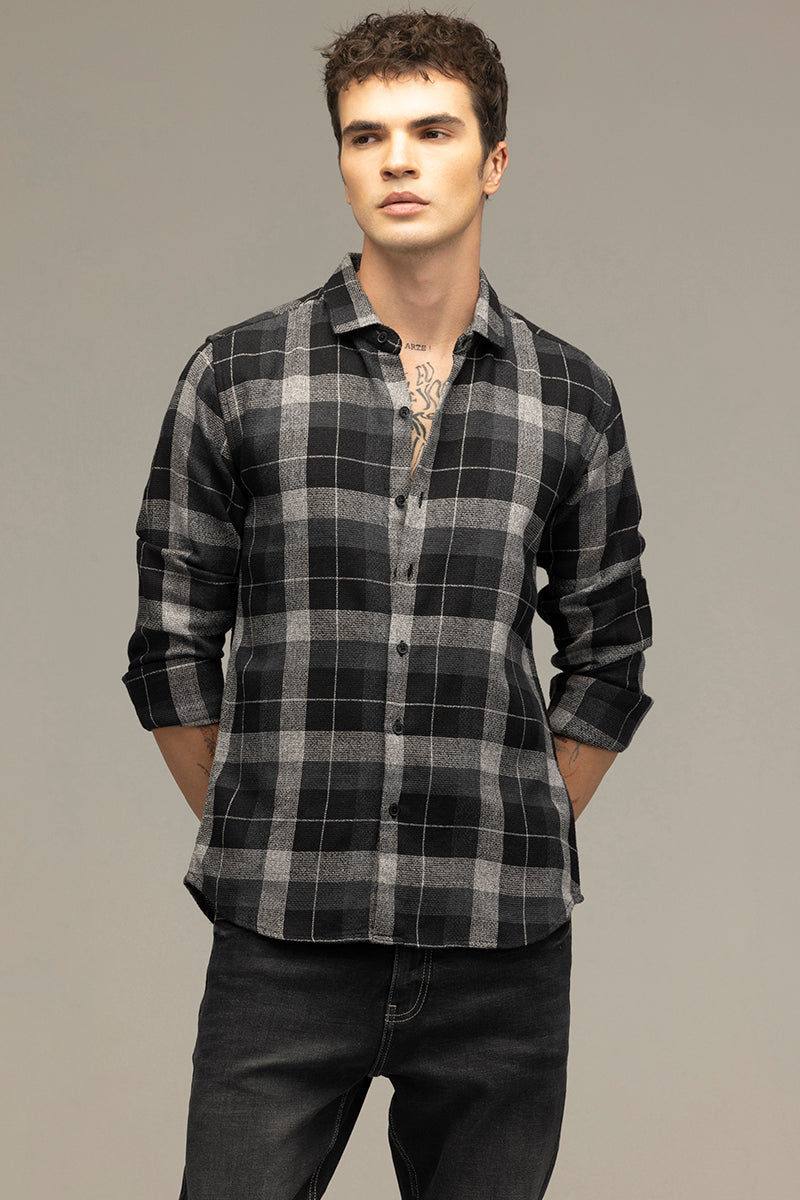 Patchwork Checks Black Shirt