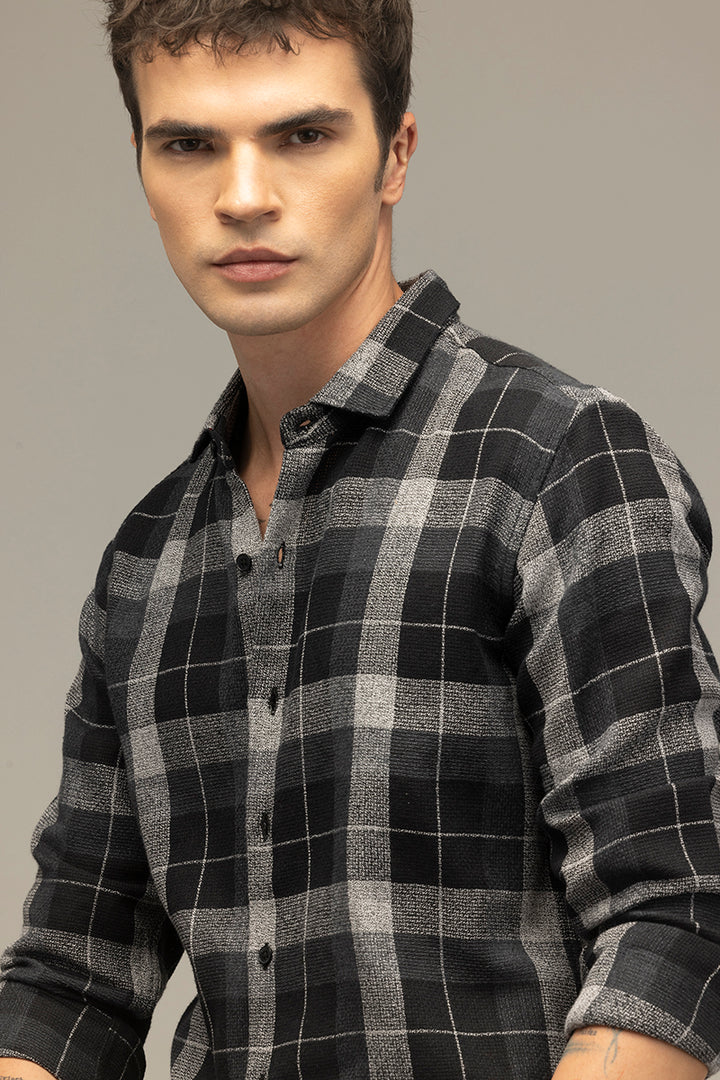 Patchwork Checks Black Shirt