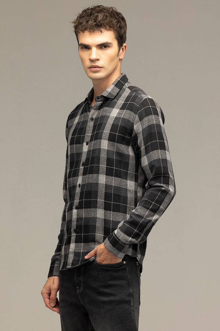 Patchwork Checks Black Shirt