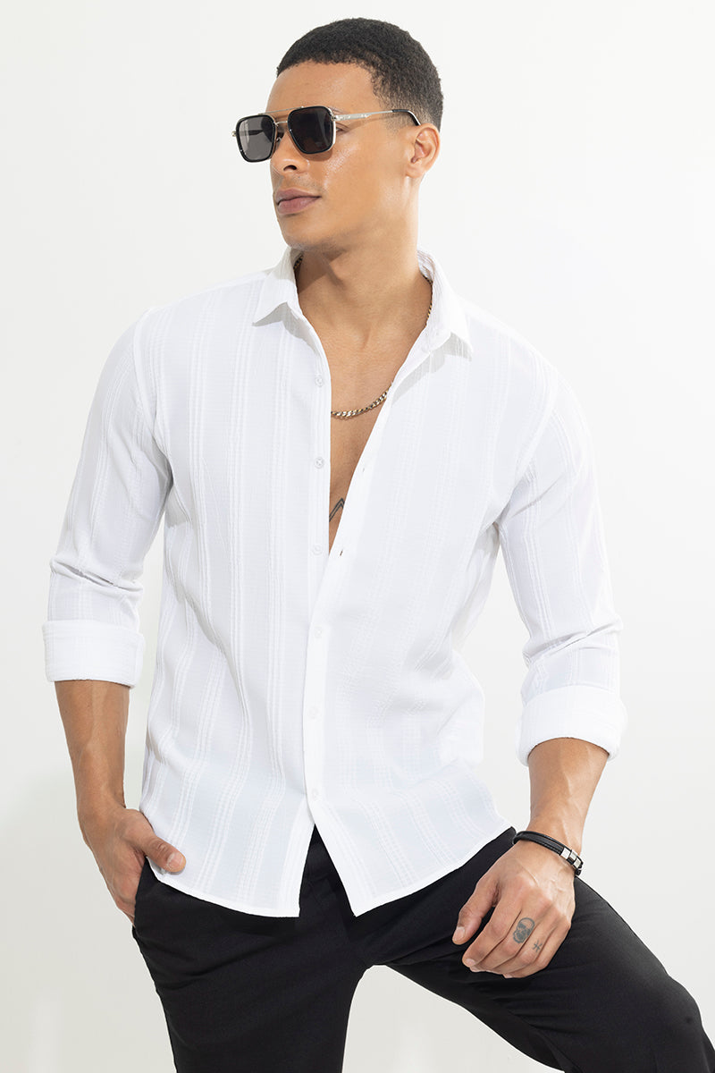 Buy Men's Streaking Striped White Shirt Online | SNITCH