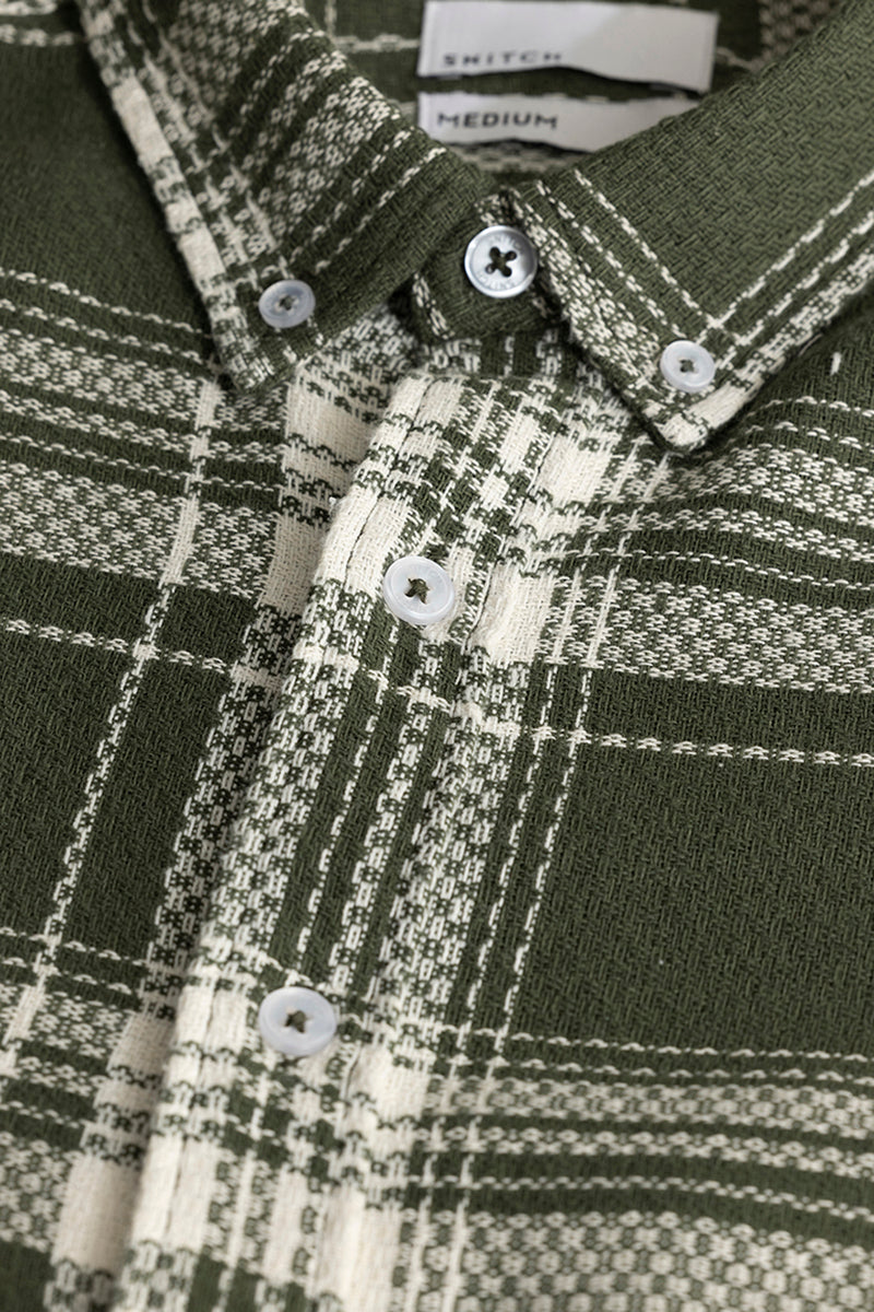 Breezy Olive Checks Shirt